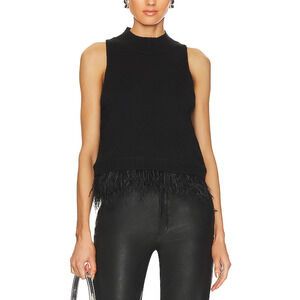 Central Park West 'Sunny' Black Viscose Marabou Sweater Size XS